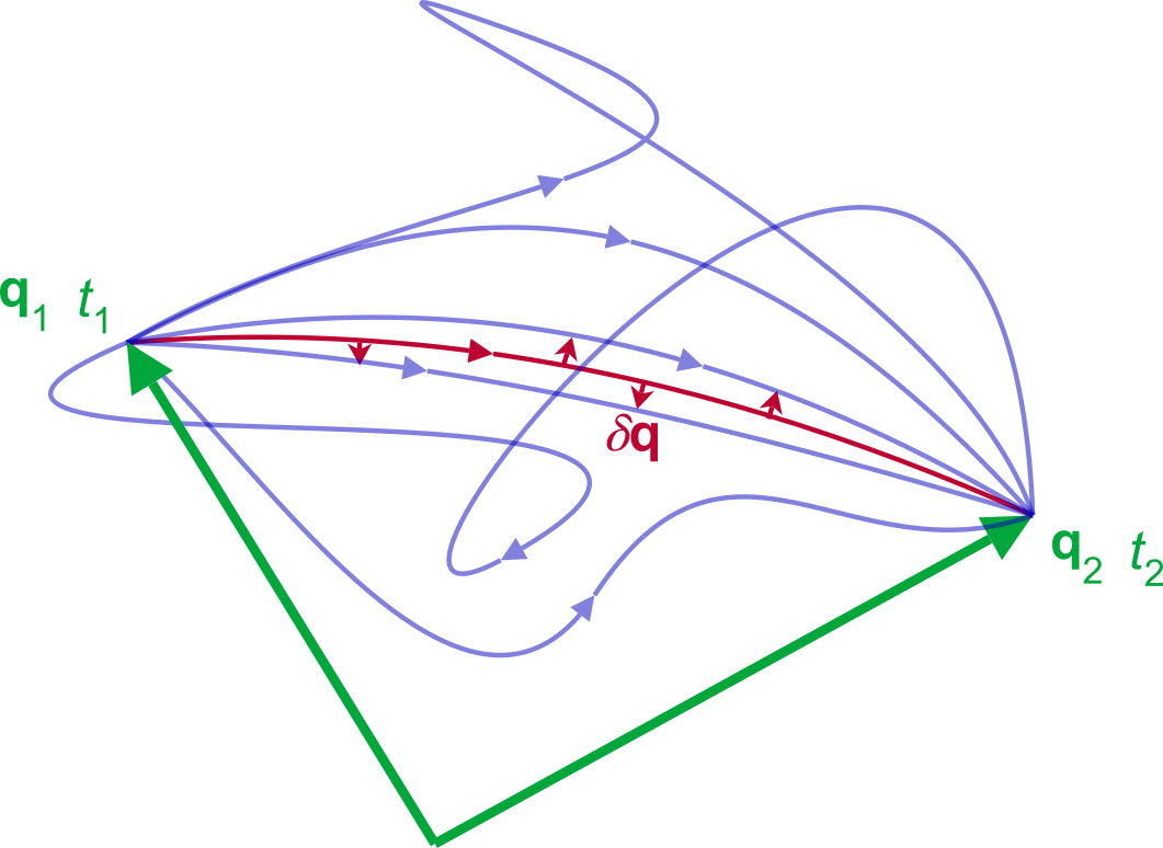 An illustration of the path of stationary action